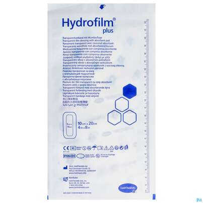 Sie sehen eine Packung Wundverband Hydrofilm/plus 10x 20cm 1st, Produktbild: 01 Wundverband Hydrofilm/plus 10x 20cm 1st, A-Nr.: 4261855 - 01