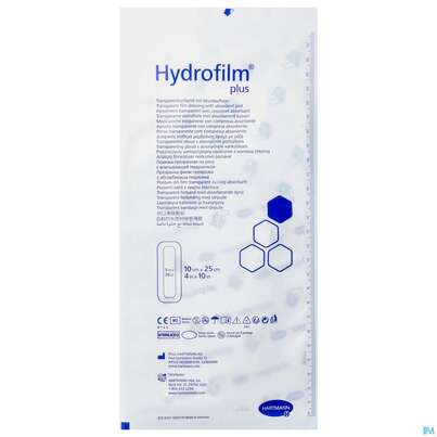 Sie sehen eine Packung Wundverband Hydrofilm/plus 10x 25cm 1st, Produktbild: 01 Wundverband Hydrofilm/plus 10x 25cm 1st, A-Nr.: 4261861 - 01