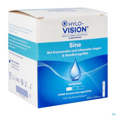 Sie sehen eine Packung Augentropfen Hylo-vision Sine 0,4ml 60st, Produktbild: 02 Augentropfen Hylo-vision Sine 0,4ml 60st, A-Nr.: 3829555 - 02