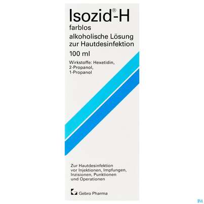 Sie sehen eine Packung Isozid Alkoholische Lösung Z Hautdesinfektion H Farblos 100ml, Produktbild: 01 Isozid Alkoholische Lösung Z Hautdesinfektion H Farblos 100ml, A-Nr.: 0743190 - 01