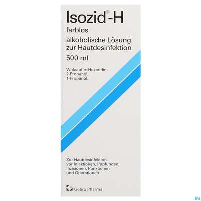 Sie sehen eine Packung Isozid Alkoholische Lösung Z Hautdesinfektion H Farblos 500ml, Produktbild: 02 Isozid Alkoholische Lösung Z Hautdesinfektion H Farblos 500ml, A-Nr.: 0743209 - 02