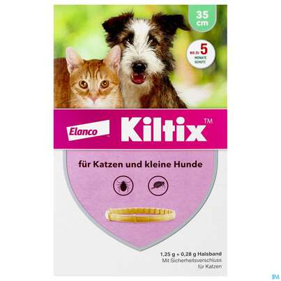 Sie sehen eine Packung Kiltix Halsband F Katzen U.kleine Hunde 1,25g + 0,28g 1st, Produktbild: 01 Kiltix Halsband F Katzen U.kleine Hunde 1,25g + 0,28g 1st, A-Nr.: 1733791 - 01