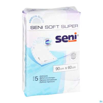Sie sehen eine Packung Krankenunterlagen Seni Soft 60x 90cm 5st, Produktbild: 02 Krankenunterlagen Seni Soft 60x 90cm 5st, A-Nr.: 3143036 - 02