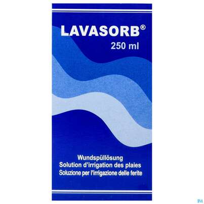 Sie sehen eine Packung Lavasorb Wundspuellösung Pl-flüssig 250ml, Produktbild: 01 Lavasorb Wundspuellösung Pl-flüssig 250ml, A-Nr.: 3753496 - 01