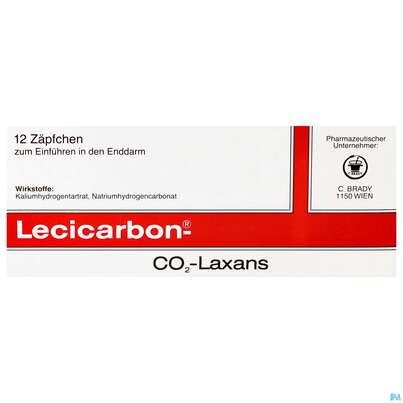 Sie sehen eine Packung Lecicarbon Zaepfchen 12st, Produktbild: 01 Lecicarbon Zaepfchen 12st, A-Nr.: 0031302 - 01