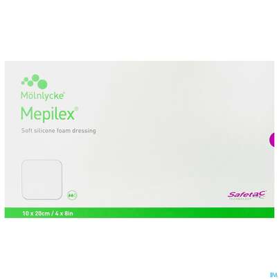 Sie sehen eine Packung Wundverband Mepilex Silikon 10x 20cm 5st, Produktbild: 01 Wundverband Mepilex Silikon 10x 20cm 5st, A-Nr.: 2211818 - 01