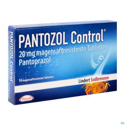 Sie sehen eine Packung Pantozol Control Magensaftresistente Tabl 20mg 14st, Produktbild: 02 Pantozol Control Magensaftresistente Tabl 20mg 14st, A-Nr.: 3544781 - 02