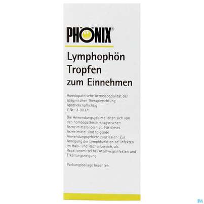 Sie sehen eine Packung Phoenix Tropfen Lymphophoen 100ml, Produktbild: 01 Phoenix Tropfen Lymphophoen 100ml, A-Nr.: 2374124 - 01