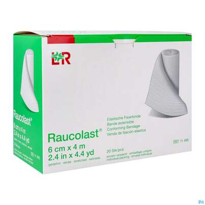 Sie sehen eine Packung Fixierbinden Raucolast 4mx 6cm 20st, Produktbild: 02 Fixierbinden Raucolast 4mx 6cm 20st, A-Nr.: 0904138 - 02