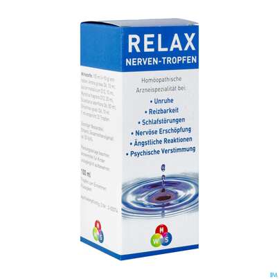 Sie sehen eine Packung Relax Nerven Tropfen Zum Einnehmen 100ml, Produktbild: 02 Relax Nerven Tropfen Zum Einnehmen 100ml, A-Nr.: 2377861 - 02