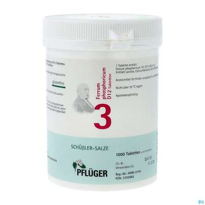 Sie sehen eine Packung Schuess 3 Ferr Phos D12 Pflu 250g, Produktbild: 02 Schuess 3 Ferr Phos D12 Pflu 250g, A-Nr.: 3703682 - 02