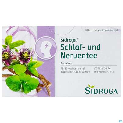Sie sehen eine Packung Sidroga Tee Doppelkammerbeutel Schlaf +nerventee 20st, Produktbild: 01 Sidroga Tee Doppelkammerbeutel Schlaf +nerventee 20st, A-Nr.: 3903984 - 01