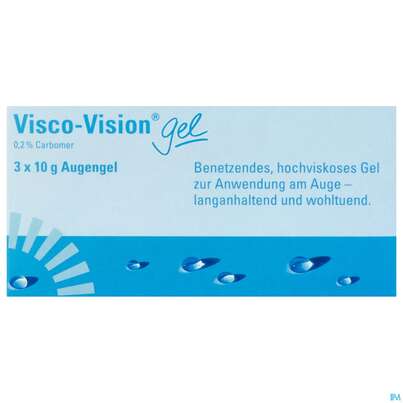 Sie sehen eine Packung Augentropfen Visco-vision Gel Carbomer 0,2% 3x10g 30g, Produktbild: 01 Augentropfen Visco-vision Gel Carbomer 0,2% 3x10g 30g, A-Nr.: 3829638 - 01