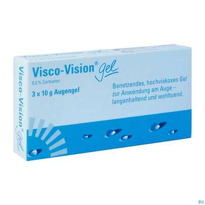 Sie sehen eine Packung Augentropfen Visco-vision Gel Carbomer 0,2% 3x10g 30g, Produktbild: 02 Augentropfen Visco-vision Gel Carbomer 0,2% 3x10g 30g, A-Nr.: 3829638 - 02