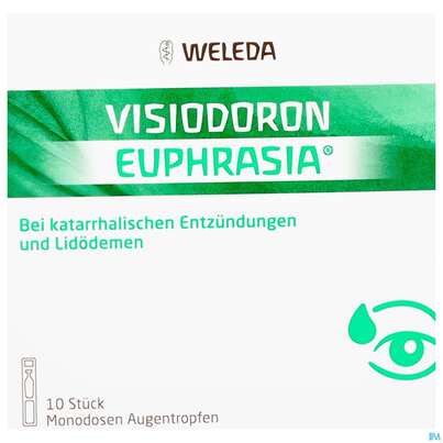 Sie sehen eine Packung Visiodoron Euphrasia Augentropfen Monodosen 10st, Produktbild: 01 Visiodoron Euphrasia Augentropfen Monodosen 10st, A-Nr.: 3433024 - 01