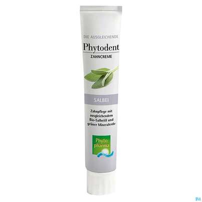 Sie sehen eine Packung Zahnpaste Phytodent Phytopharma Creme Gruene Mineralerde Salbeioel 75ml, Produktbild: 03 Zahnpaste Phytodent Phytopharma Creme Gruene Mineralerde Salbeioel 75ml, A-Nr.: 4606403 - 03