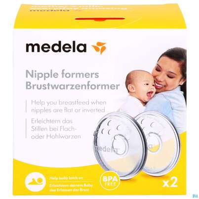 Sie sehen eine Packung Medela Brustwarzen-former 2st, Produktbild: 01 Medela Brustwarzen-former 2st, A-Nr.: 1552960 - 01