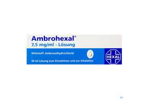 Sie sehen eine Packung Ambrohexal Lösung 7,5mg/ml 50ml, Produktbild: 01 Ambrohexal Lösung 7,5mg/ml 50ml, A-Nr.: 1351322 - 01