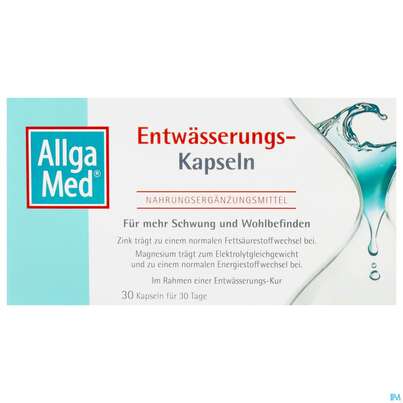 Sie sehen eine Packung Allga Med Entwaesserungs-kapseln 30st, Produktbild: 01 Allga Med Entwaesserungs-kapseln 30st, A-Nr.: 4486028 - 01