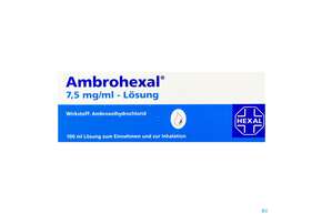Sie sehen eine Packung Ambrohexal Lösung 7,5mg/ml 100ml, Produktbild: 01 Ambrohexal Lösung 7,5mg/ml 100ml, A-Nr.: 1349621 - 01