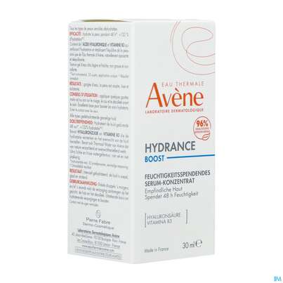 Sie sehen eine Packung Avene Hydrance Boost Serum 30ml, Produktbild: 01 Avene Hydrance Boost Serum 30ml, A-Nr.: 5724197 - 01