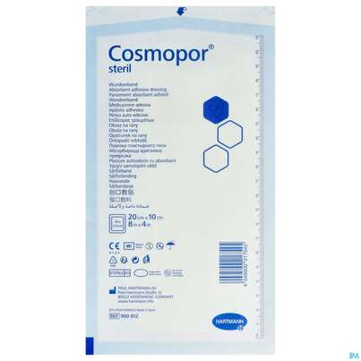Sie sehen eine Packung Wundverband Cosmopor Steril Selbstklebend 20x 10cm 1st, Produktbild: 01 Wundverband Cosmopor Steril Selbstklebend 20x 10cm 1st, A-Nr.: 3012848 - 01