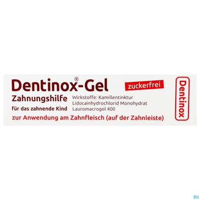 Sie sehen eine Packung Dentinox Zahnungshilfe Gel 10g, Produktbild: 01 Dentinox Zahnungshilfe Gel 10g, A-Nr.: 1325951 - 01