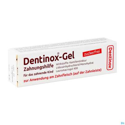 Sie sehen eine Packung Dentinox Zahnungshilfe Gel 10g, Produktbild: 02 Dentinox Zahnungshilfe Gel 10g, A-Nr.: 1325951 - 02