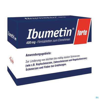 Sie sehen eine Packung Ibumetin Filmtabl Forte 400mg 20st, Produktbild: 04 Ibumetin Filmtabl Forte 400mg 20st, A-Nr.: 2420278 - 04