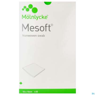 Sie sehen eine Packung Vlieskompressen Mesoft/set Steril 10x 10cm 5st, Produktbild: 01 Vlieskompressen Mesoft/set Steril 10x 10cm 5st, A-Nr.: 1652331 - 01