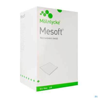 Sie sehen eine Packung Vlieskompressen Mesoft/set Steril 10x 10cm 5st, Produktbild: 02 Vlieskompressen Mesoft/set Steril 10x 10cm 5st, A-Nr.: 1652331 - 02