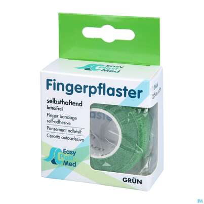 Sie sehen eine Packung Easyplast Med Fingerpflaster 2,5cmx 5m Gruen 1st, Produktbild: 02 Easyplast Med Fingerpflaster 2,5cmx 5m Gruen 1st, A-Nr.: 5723677 - 02