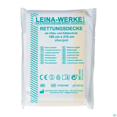 Erste Hilfe Rettungsdecke Gold/silber Alu 160x 210cm 1st, A-Nr.: 2370296 - 02