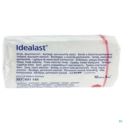 Sie sehen eine Packung Elastische Binden Idealast 10 Binden Unterverpackt 5mx 10cm 1st, Produktbild: 01 Elastische Binden Idealast 10 Binden Unterverpackt 5mx 10cm 1st, A-Nr.: 1455205 - 01