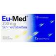 Sie sehen eine Packung Eu-med Schmerztabl 200mg 10st, Produktbild: 01 Eu-med Schmerztabl 200mg 10st, A-Nr.: 2442647 - 01