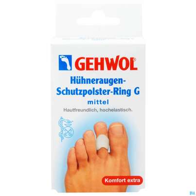Sie sehen eine Packung Huehneraugen Schutzpolster Gehwol/ring G Mittel Nr 64186 3st, Produktbild: 01 Huehneraugen Schutzpolster Gehwol/ring G Mittel Nr 64186 3st, A-Nr.: 4164980 - 01