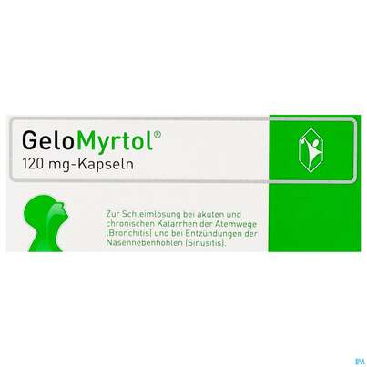 Sie sehen eine Packung Gelomyrtol Kapseln 120mg 20st, Produktbild: 01 Gelomyrtol Kapseln 120mg 20st, A-Nr.: 3516371 - 01