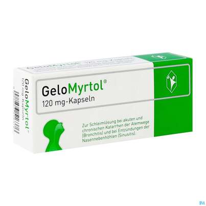 Sie sehen eine Packung Gelomyrtol Kapseln 120mg 20st, Produktbild: 02 Gelomyrtol Kapseln 120mg 20st, A-Nr.: 3516371 - 02