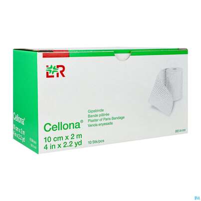 Sie sehen eine Packung Gipsbinden Cellona-rauscher 2mx 10cm 10st, Produktbild: 02 Gipsbinden Cellona-rauscher 2mx 10cm 10st, A-Nr.: 1212968 - 02