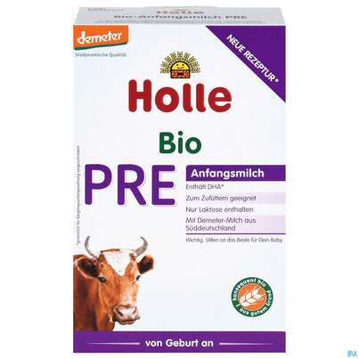 Sie sehen eine Packung Holle Bio Pre Anfangsmilch Saeuglingsmilch 400g, Produktbild: 01 Holle Bio Pre Anfangsmilch Saeuglingsmilch 400g, A-Nr.: 4747351 - 01