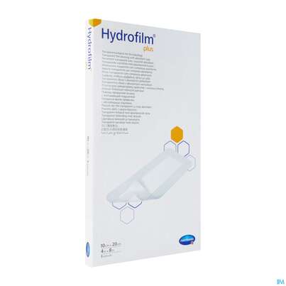 Sie sehen eine Packung Wundverband Hydrofilm/plus 10x 20cm 5st, Produktbild: 02 Wundverband Hydrofilm/plus 10x 20cm 5st, A-Nr.: 3697266 - 02