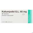 Sie sehen eine Packung Kaliumjodid G.L. 65mg Tabletten 10 Stück, Produktbild: 01 Kaliumjodid G.L. 65mg Tabletten 10 Stück, A-Nr.: 3762992 - 01