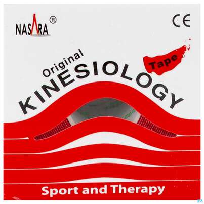 Sie sehen eine Packung Tape Kinesio/original Nasara 5mx 5cm Rot 1st, Produktbild: 01 Tape Kinesio/original Nasara 5mx 5cm Rot 1st, A-Nr.: 4132810 - 01