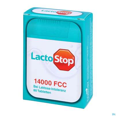 Sie sehen eine Packung Lactostop Tabl 14000 Fcc 80st, Produktbild: 02 Lactostop Tabl 14000 Fcc 80st, A-Nr.: 4303430 - 02