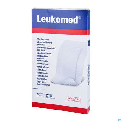 Sie sehen eine Packung Wundverband Leukomed/steril Verklebungsschutz 8x15cm 5st, Produktbild: 06 Wundverband Leukomed/steril Verklebungsschutz 8x15cm 5st, A-Nr.: 3091262 - 06