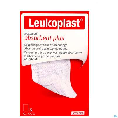 Sie sehen eine Packung Wundverband Leukomed/steril/leukopor Verklebungsschutz 7,2cmx 5cm 5st, Produktbild: 02 Wundverband Leukomed/steril/leukopor Verklebungsschutz 7,2cmx 5cm 5st, A-Nr.: 4746682 - 02