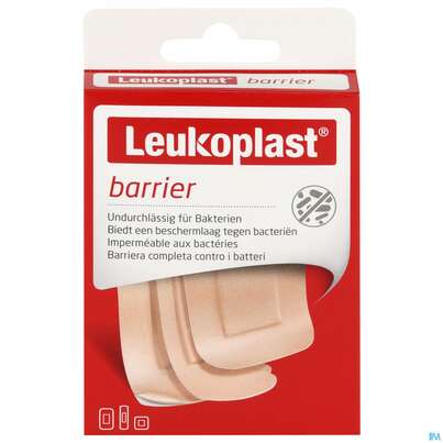 Sie sehen eine Packung Wundpflaster Leukoplast/barrier Wasserabweisend 3 Groessen 20st, Produktbild: 01 Wundpflaster Leukoplast/barrier Wasserabweisend 3 Groessen 20st, A-Nr.: 4368688 - 01