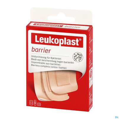 Sie sehen eine Packung Wundpflaster Leukoplast/barrier Wasserabweisend 3 Groessen 20st, Produktbild: 02 Wundpflaster Leukoplast/barrier Wasserabweisend 3 Groessen 20st, A-Nr.: 4368688 - 02
