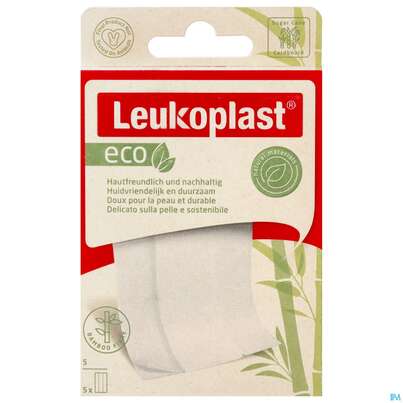 Sie sehen eine Packung Wundpflaster Leukoplast/eco 6x10cm 72765 5st, Produktbild: 01 Wundpflaster Leukoplast/eco 6x10cm 72765 5st, A-Nr.: 5689466 - 01