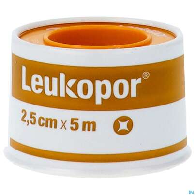 Sie sehen eine Packung Wundpflaster Leukopor Rollenpflaster 5mx 2,5cm 0247200 1st, Produktbild: 01 Wundpflaster Leukopor Rollenpflaster 5mx 2,5cm 0247200 1st, A-Nr.: 5020533 - 01